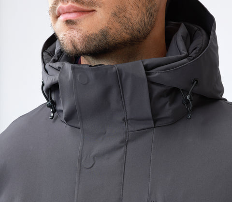 Water-Resistant Stretch Nylon Jacket with Detachable Hood