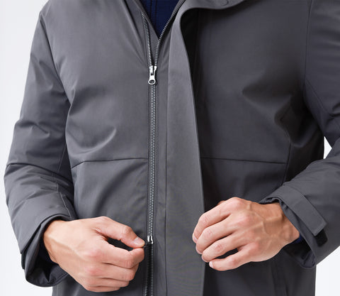 Water-Resistant Stretch Nylon Jacket with Detachable Hood