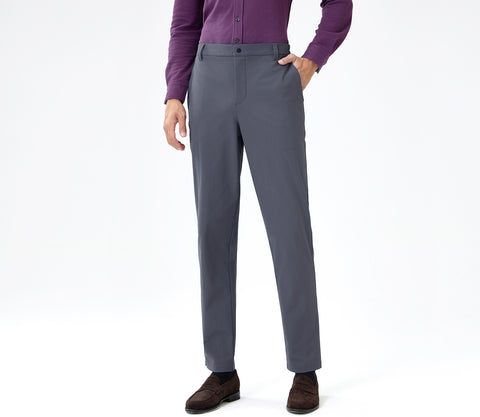 Premium Warp-Knitted Trousers with Elastic Waist & Zippered Back Pocket