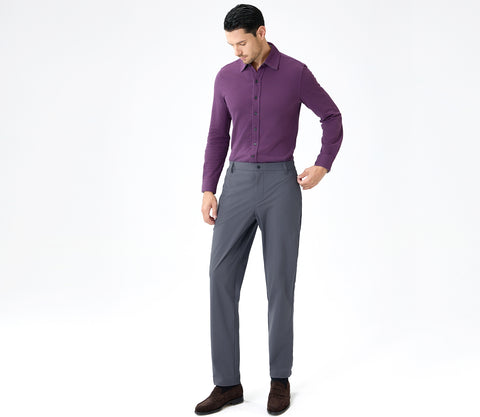 Premium Warp-Knitted Trousers with Elastic Waist & Zippered Back Pocket