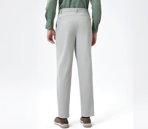 Premium Warp-Knitted Trousers with Elastic Waist & Zippered Back Pocket